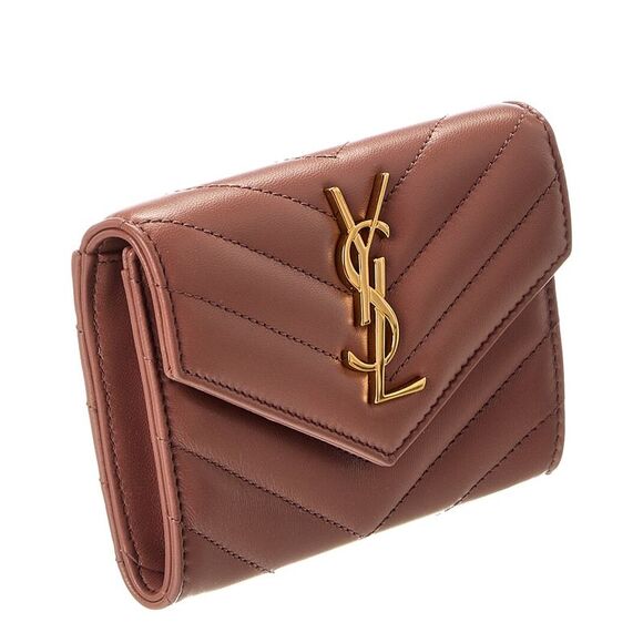 Saint Laurent Small Matelasse Leather Envelope Wallet, Pink - Picture 3 of 5